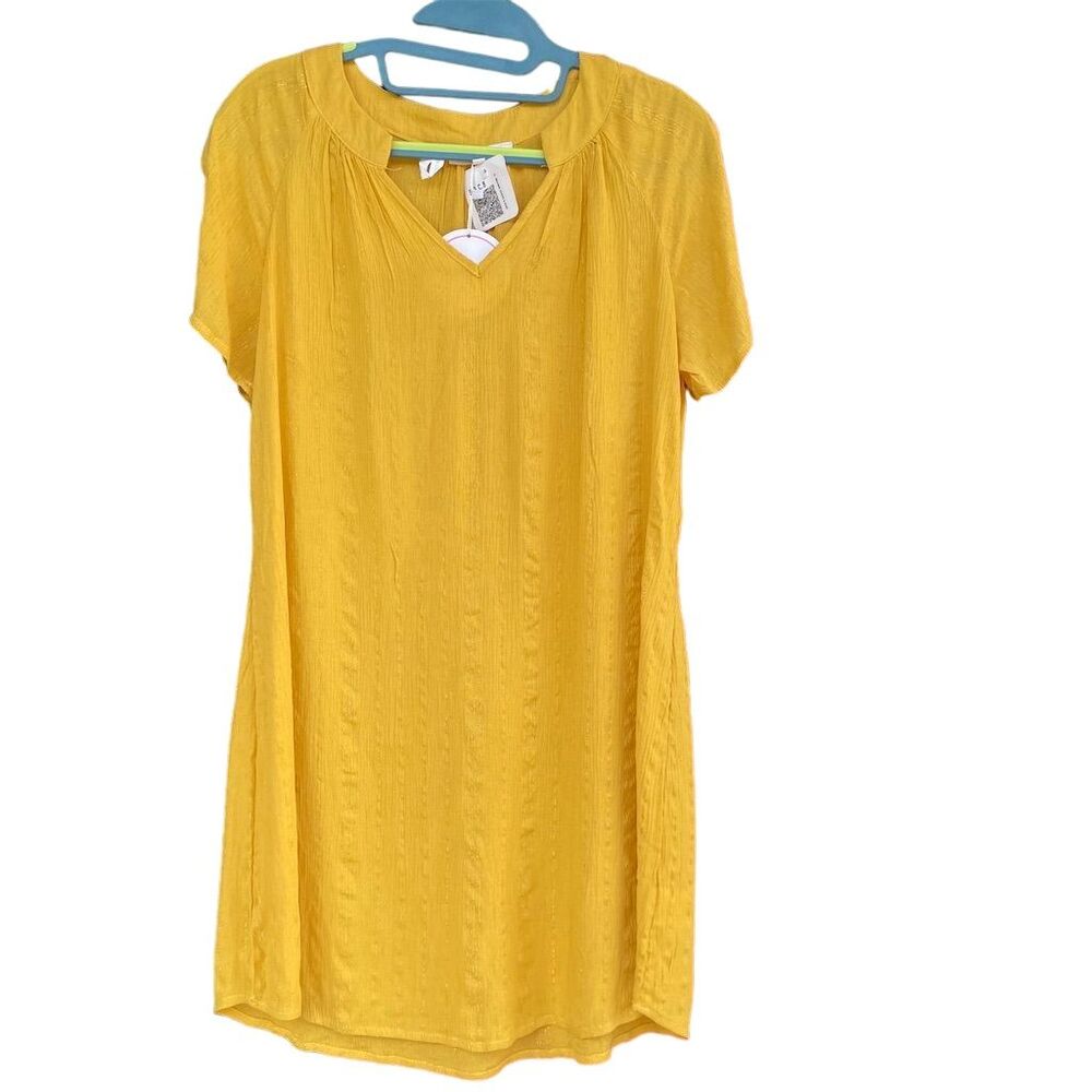 Nadine West Available Moda Yellow V-Neck Lantern Dress Knee Length Size Small